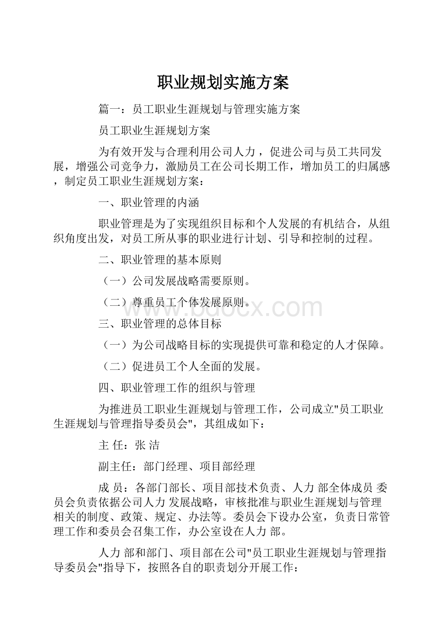 职业规划实施方案.docx_第1页