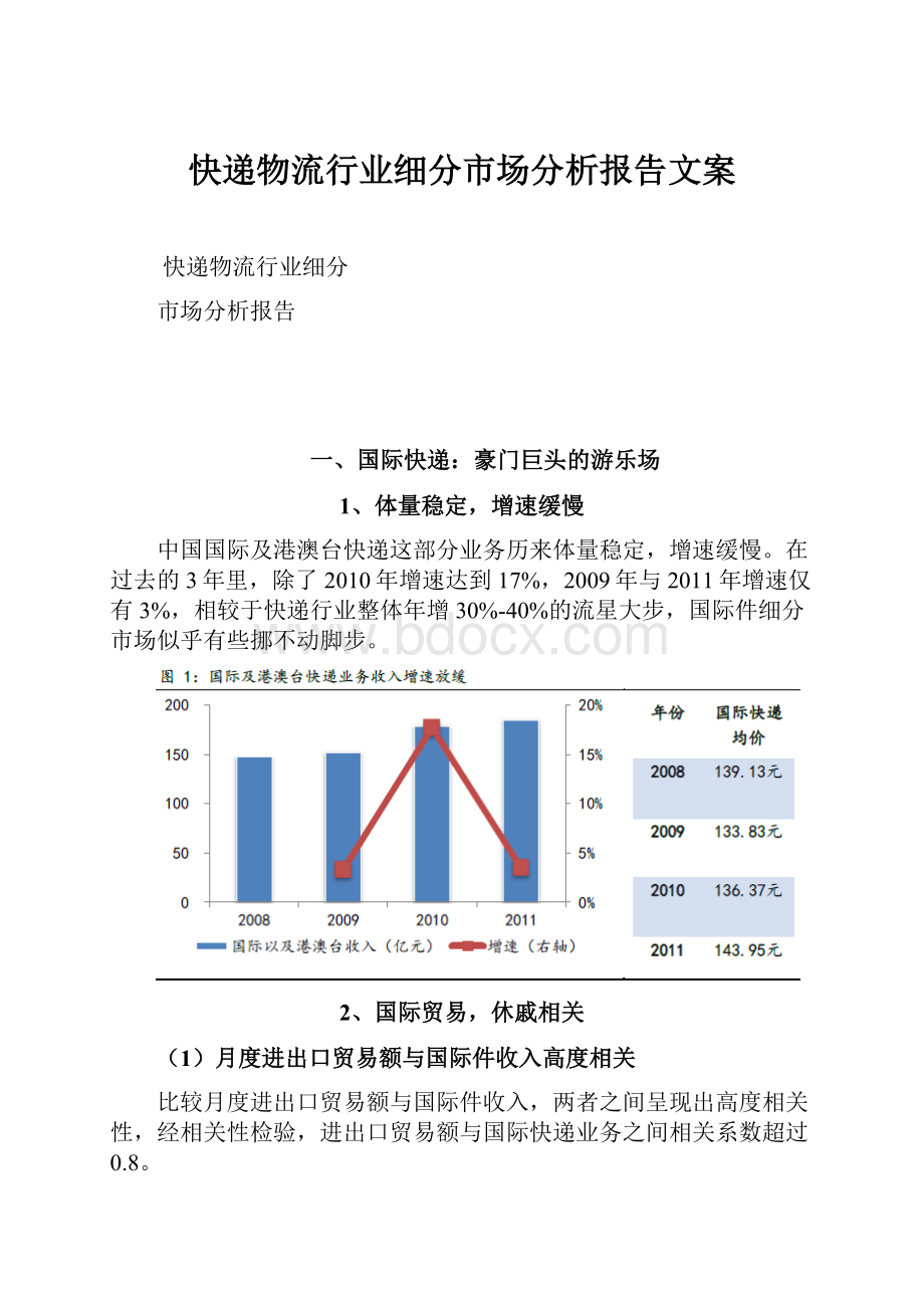 快递物流行业细分市场分析报告文案.docx