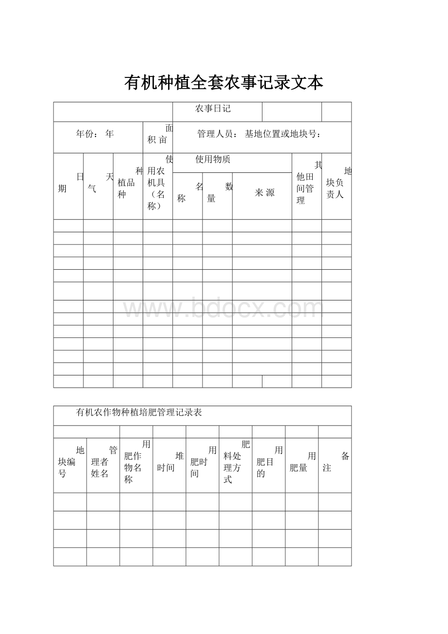 有机种植全套农事记录文本.docx