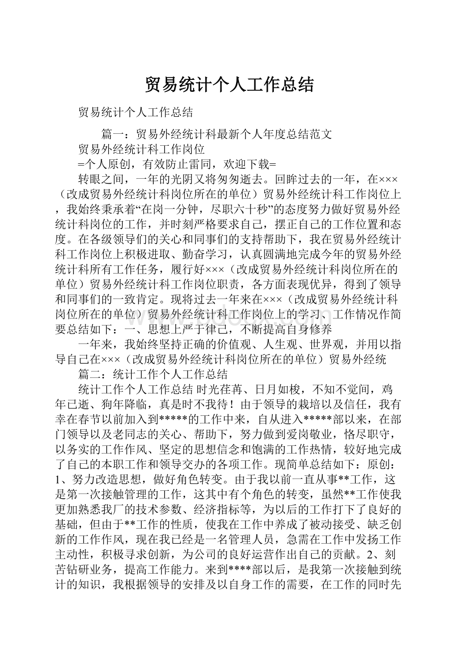 贸易统计个人工作总结.docx_第1页