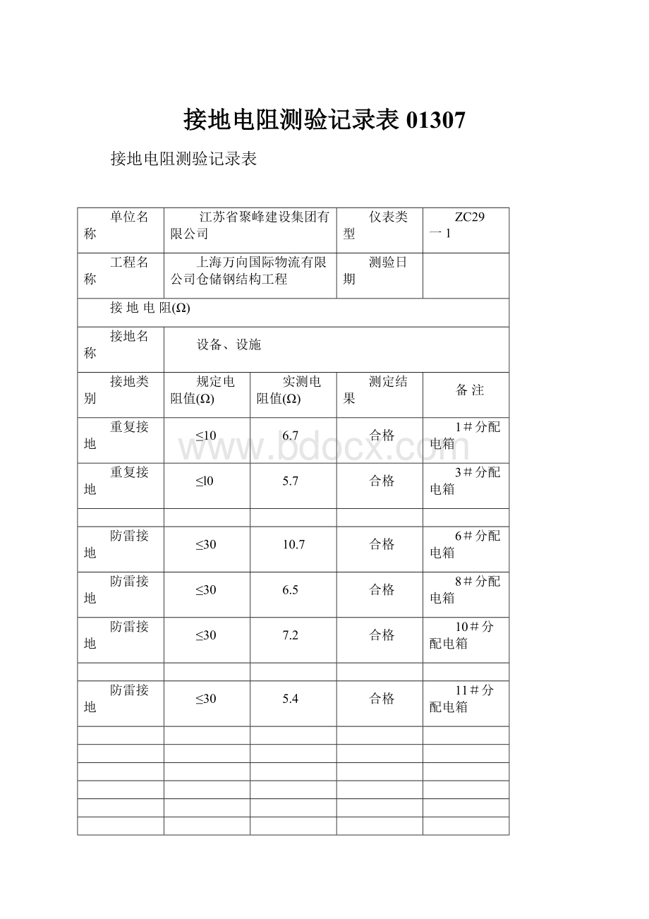 接地电阻测验记录表01307.docx