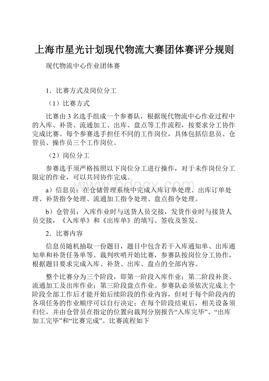 上海市星光计划现代物流大赛团体赛评分规则.docx