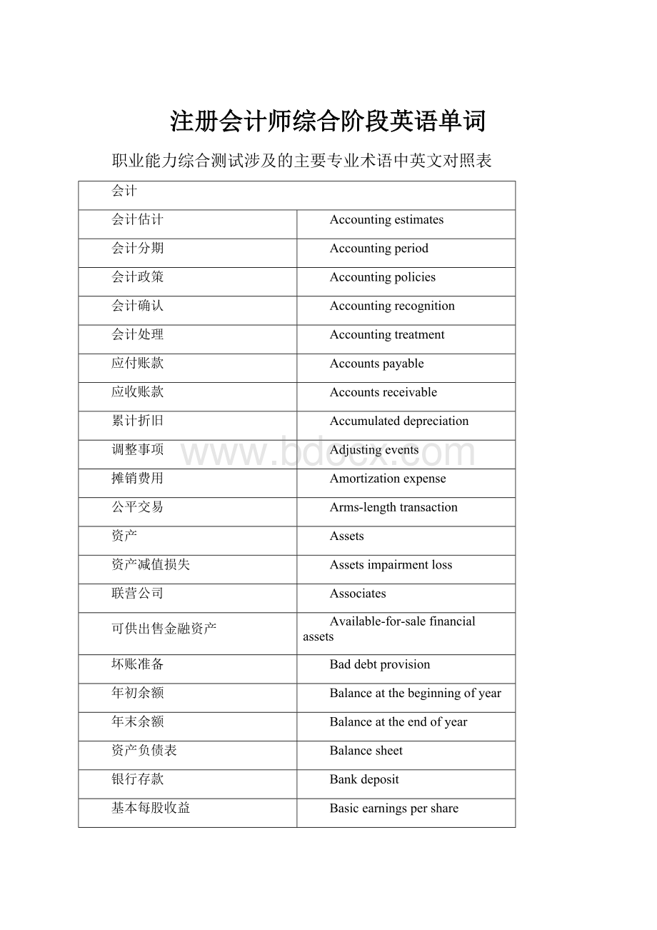 注册会计师综合阶段英语单词.docx