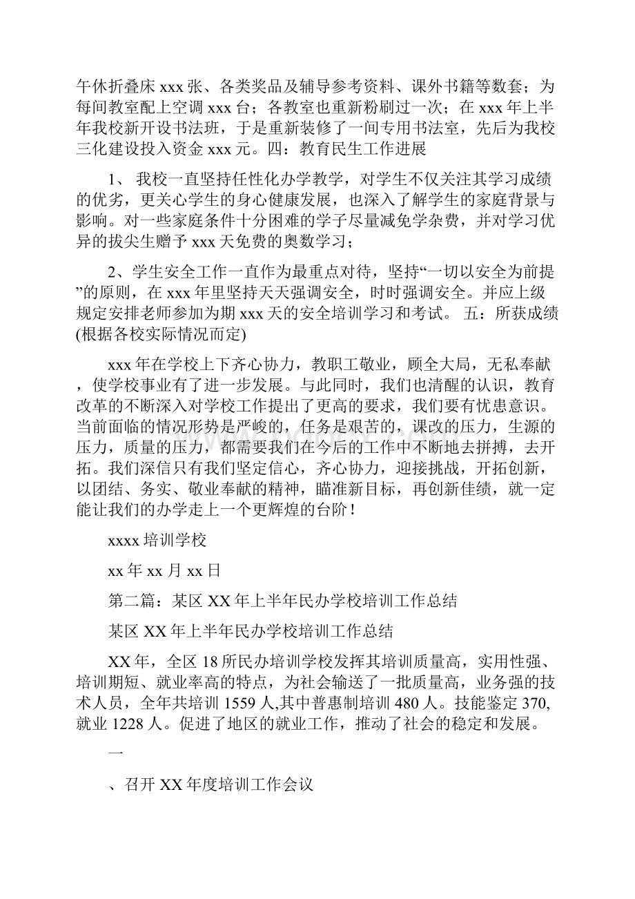 民办培训学校工作总结与民办学校工作总结汇编.docx_第2页