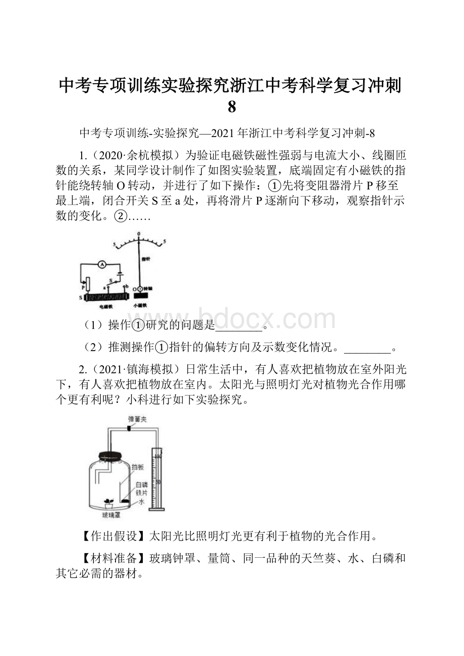 中考专项训练实验探究浙江中考科学复习冲刺8.docx_第1页