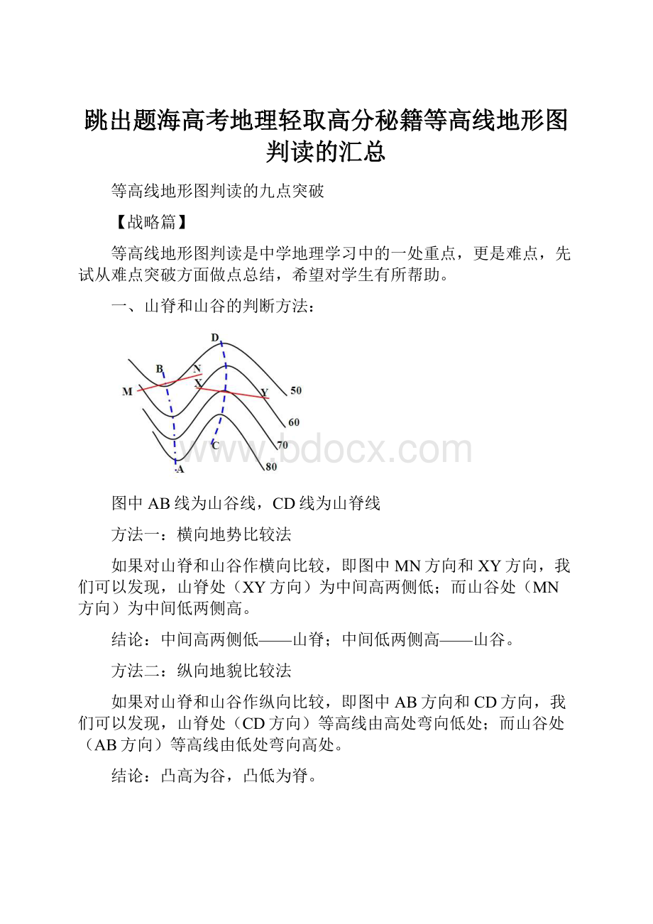 跳出题海高考地理轻取高分秘籍等高线地形图判读的汇总.docx