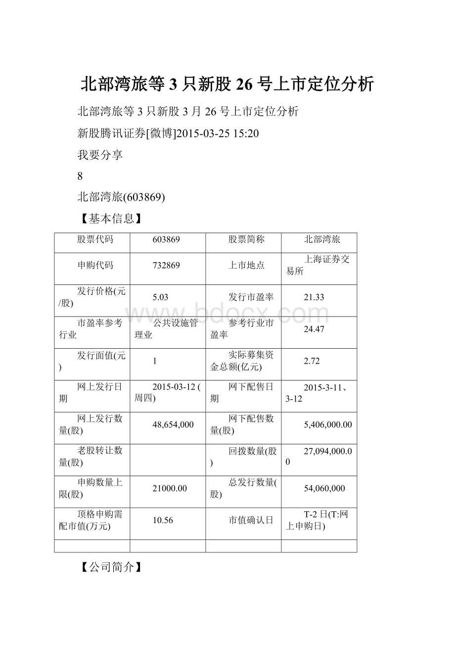 北部湾旅等3只新股26号上市定位分析.docx