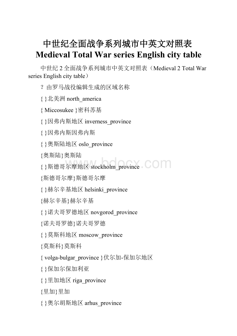 中世纪全面战争系列城市中英文对照表MedievalTotal War series English city table.docx_第1页