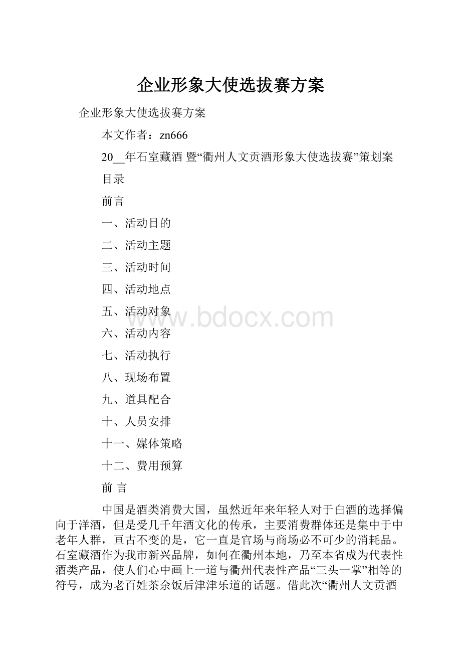 企业形象大使选拔赛方案.docx