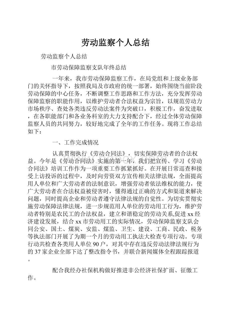 劳动监察个人总结.docx