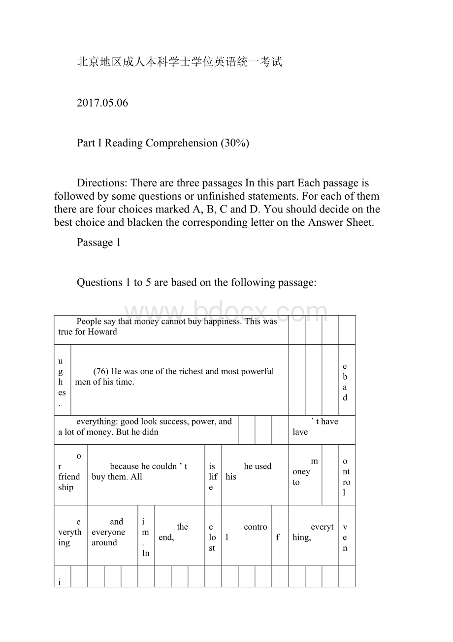 北京地区成人本科学士学位英语统一考试真题与答案.docx_第3页