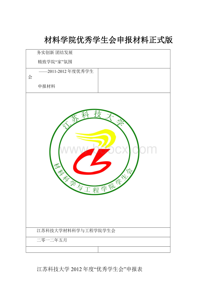 材料学院优秀学生会申报材料正式版.docx