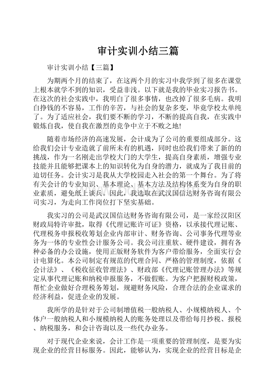 审计实训小结三篇.docx_第1页