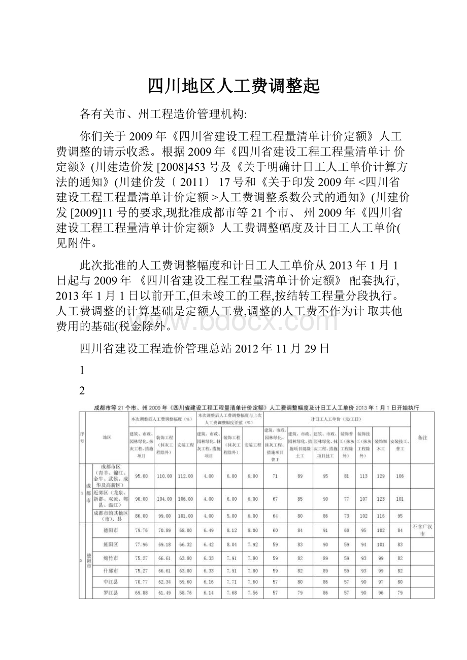 四川地区人工费调整起.docx