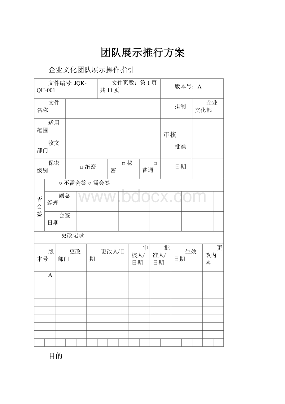 团队展示推行方案.docx