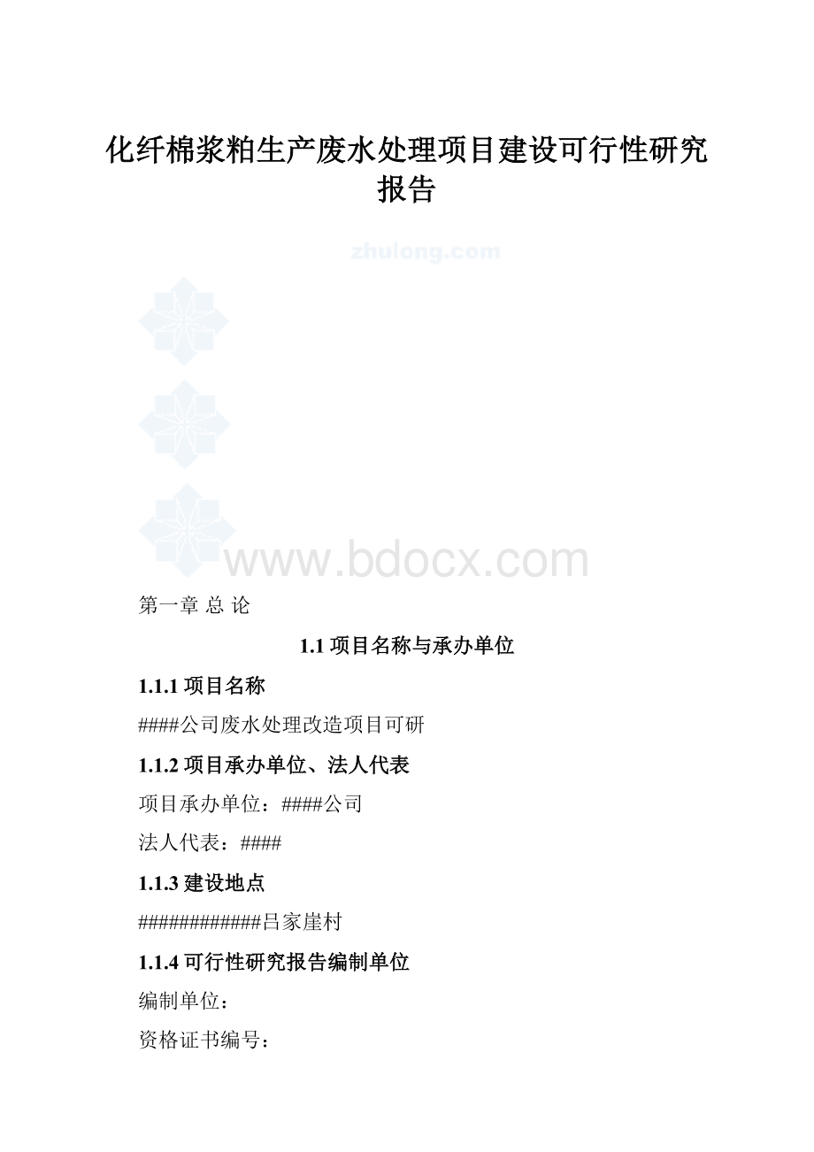 化纤棉浆粕生产废水处理项目建设可行性研究报告.docx