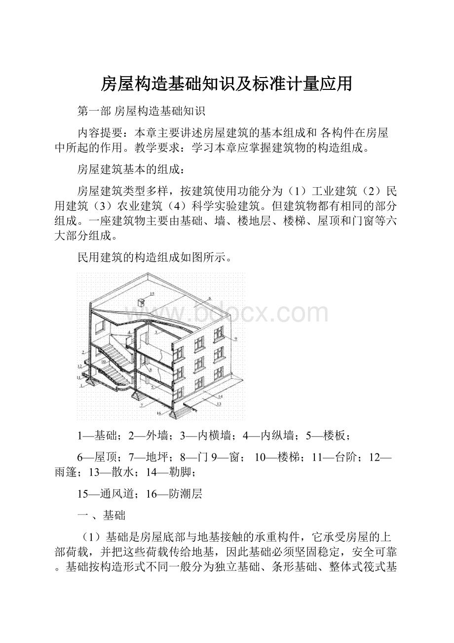 房屋构造基础知识及标准计量应用.docx