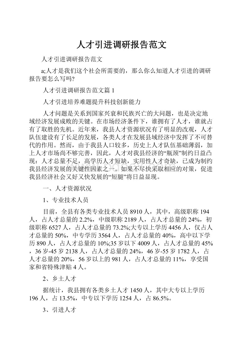 人才引进调研报告范文.docx