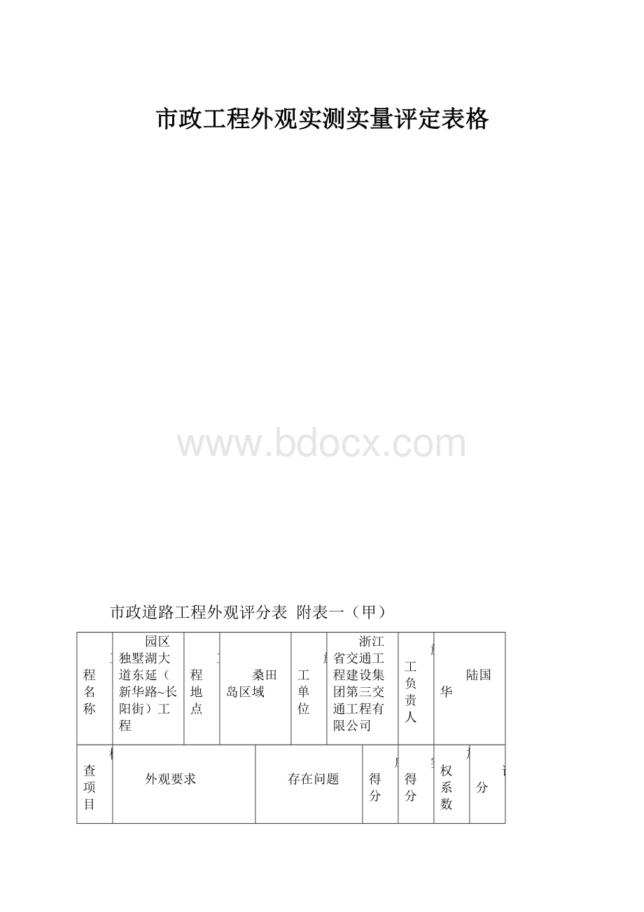 市政工程外观实测实量评定表格.docx