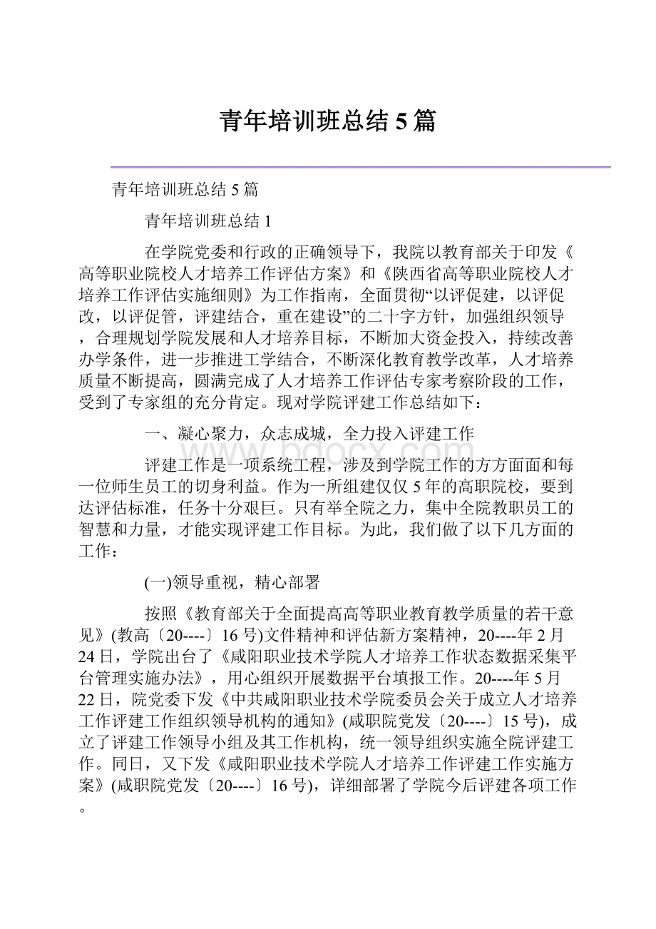 青年培训班总结5篇.docx