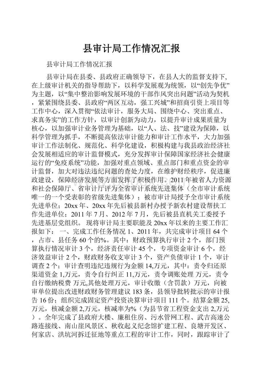 县审计局工作情况汇报.docx