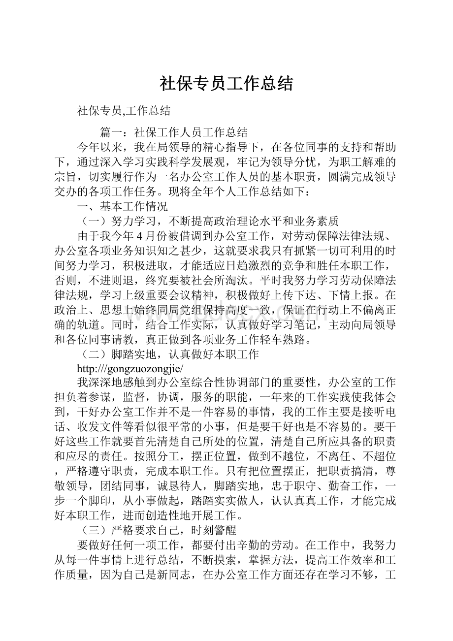 社保专员工作总结.docx