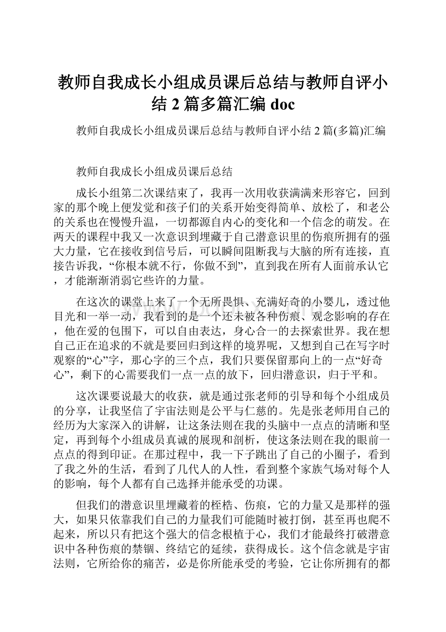 教师自我成长小组成员课后总结与教师自评小结2篇多篇汇编doc.docx_第1页