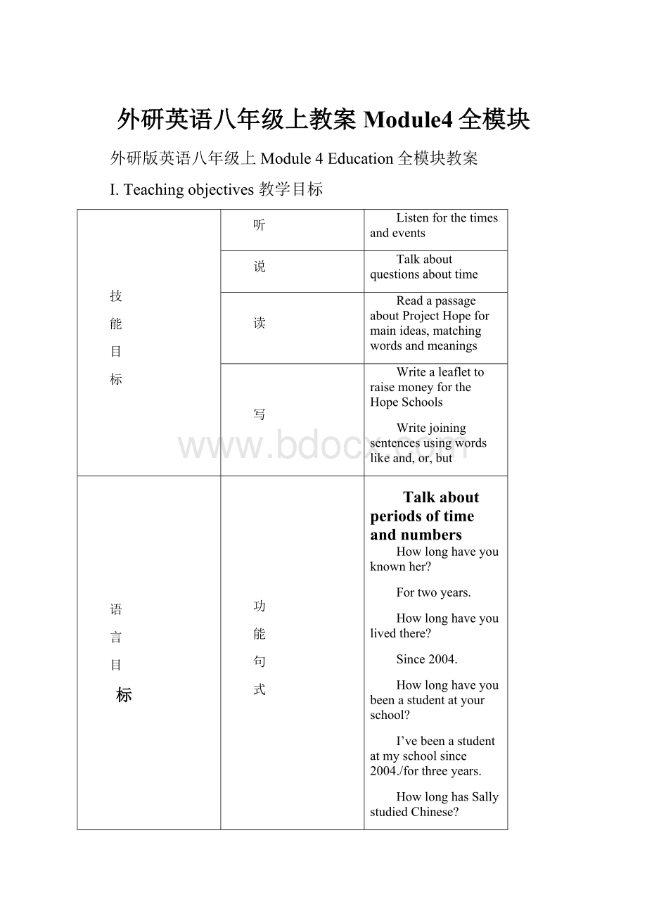 外研英语八年级上教案Module4全模块.docx_第1页