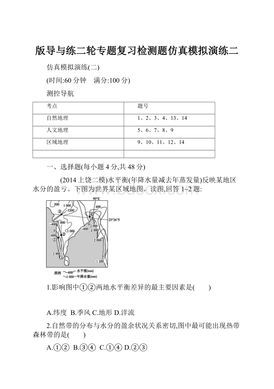 版导与练二轮专题复习检测题仿真模拟演练二.docx