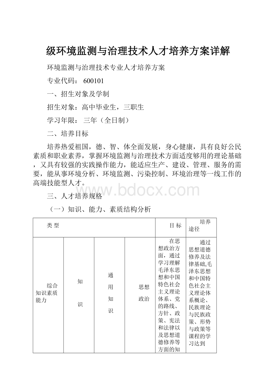 级环境监测与治理技术人才培养方案详解.docx