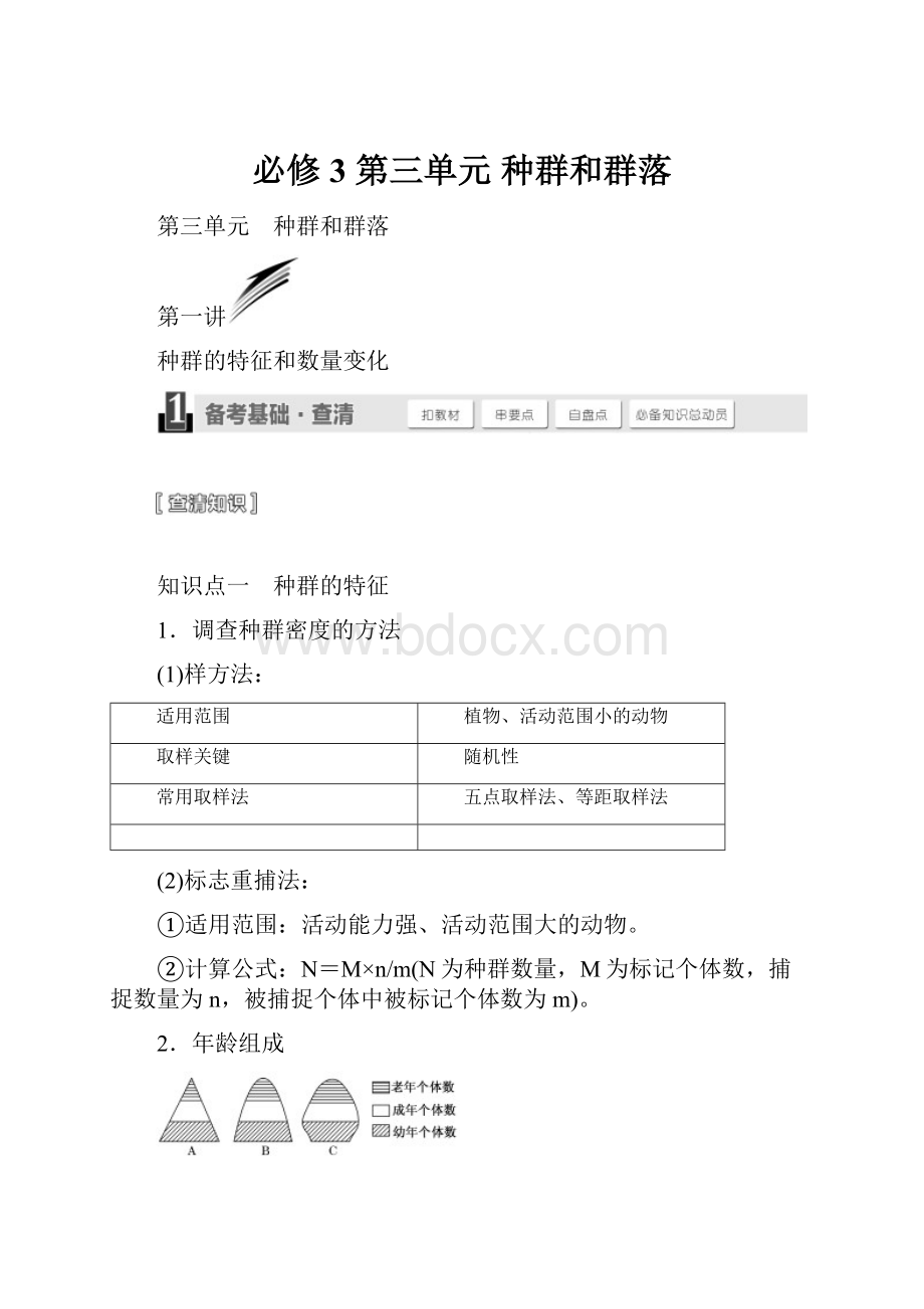 必修3第三单元种群和群落.docx