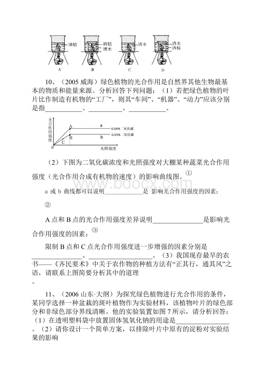 生物圈中的绿色植物同步练习.docx_第3页