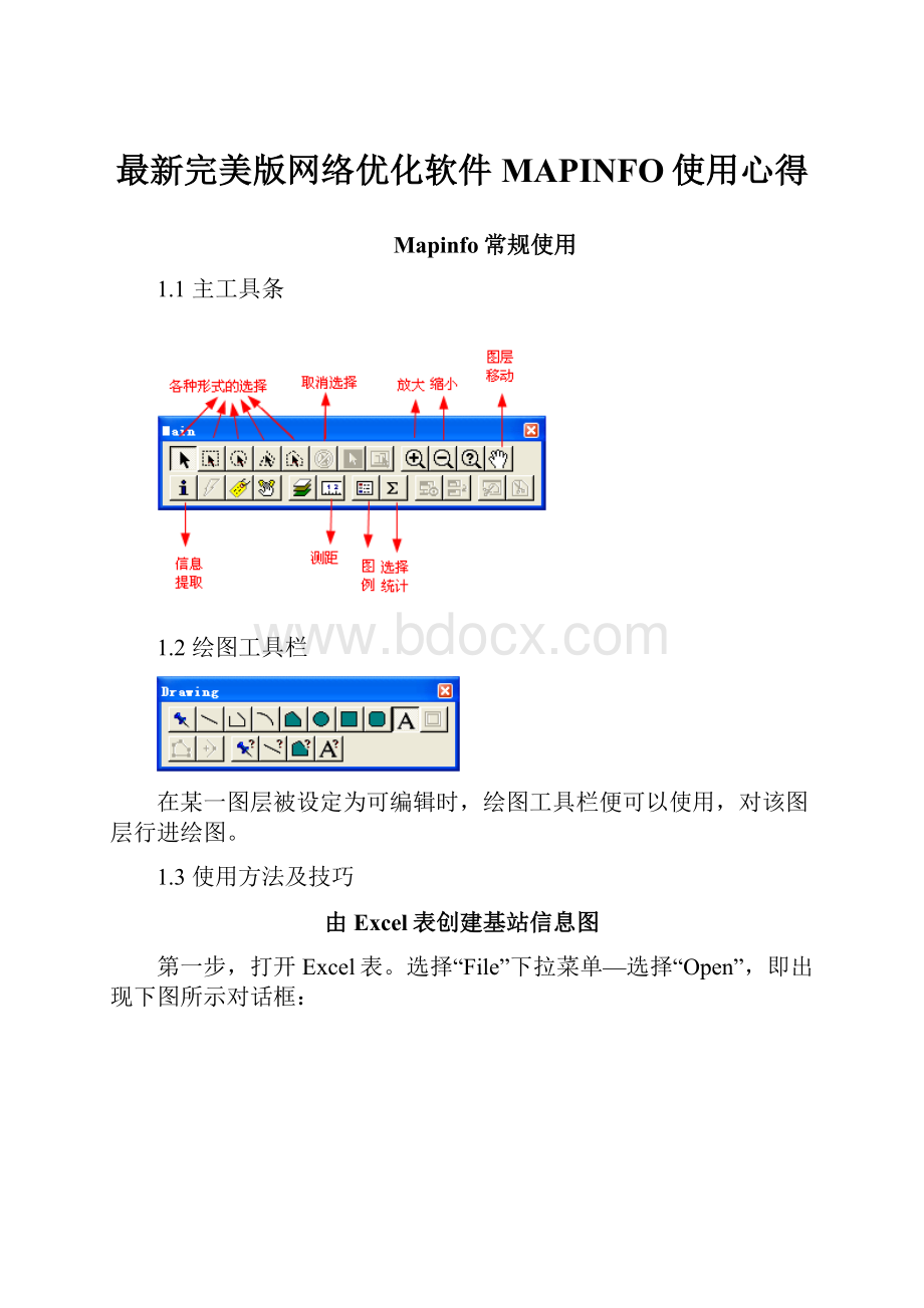 最新完美版网络优化软件MAPINFO使用心得.docx