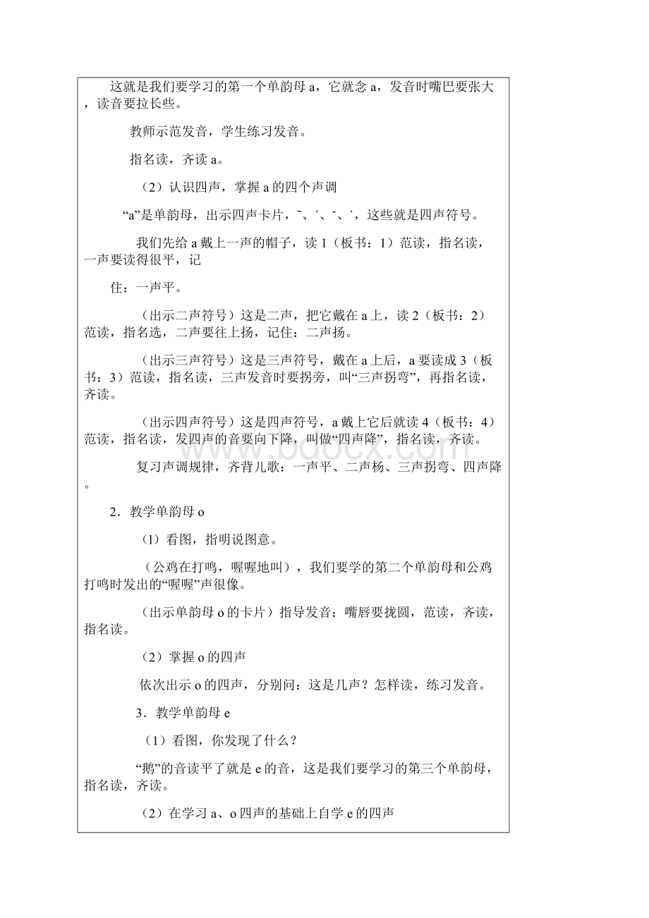 完整打印版新课标人教版小学一年级语文上册汉语拼音教案.docx_第2页