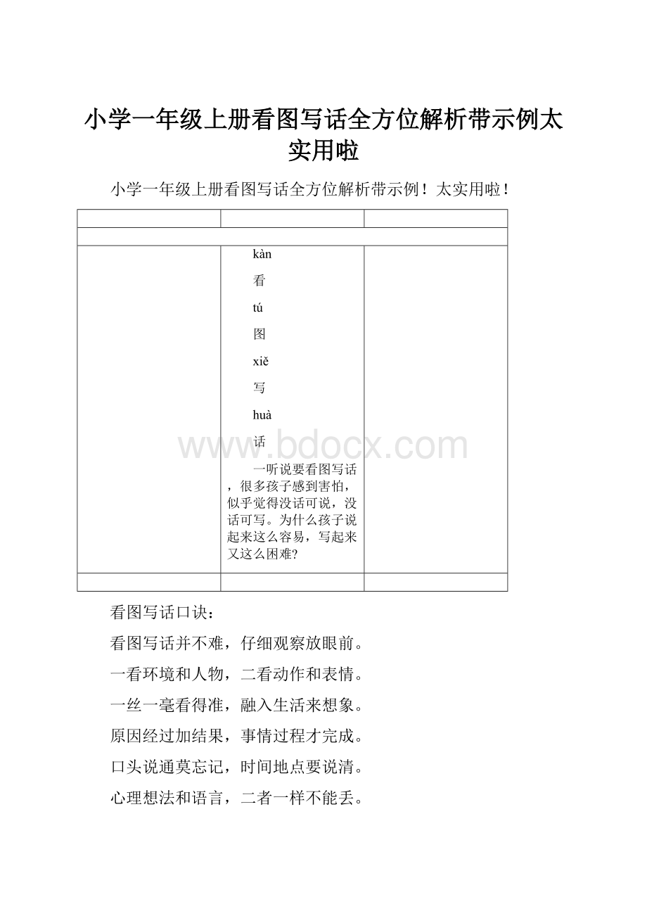 小学一年级上册看图写话全方位解析带示例太实用啦.docx