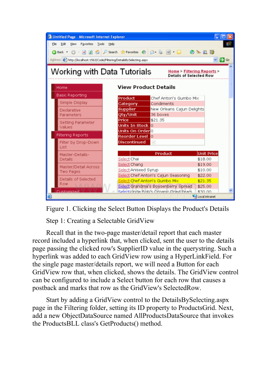 Tutorial 10MasterDetailUsingSelectableMasterGridViewWithDetailsDataView.docx_第2页