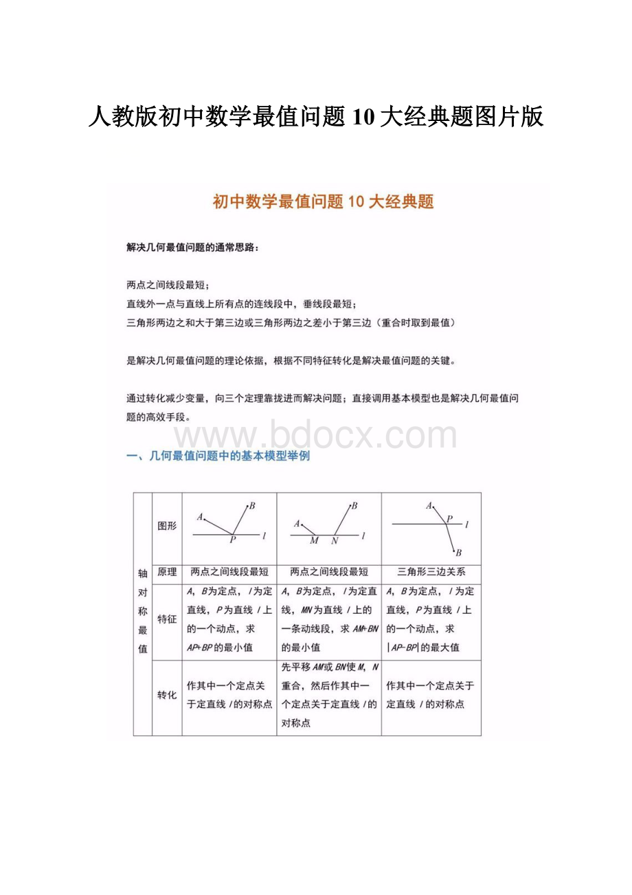 人教版初中数学最值问题10大经典题图片版.docx