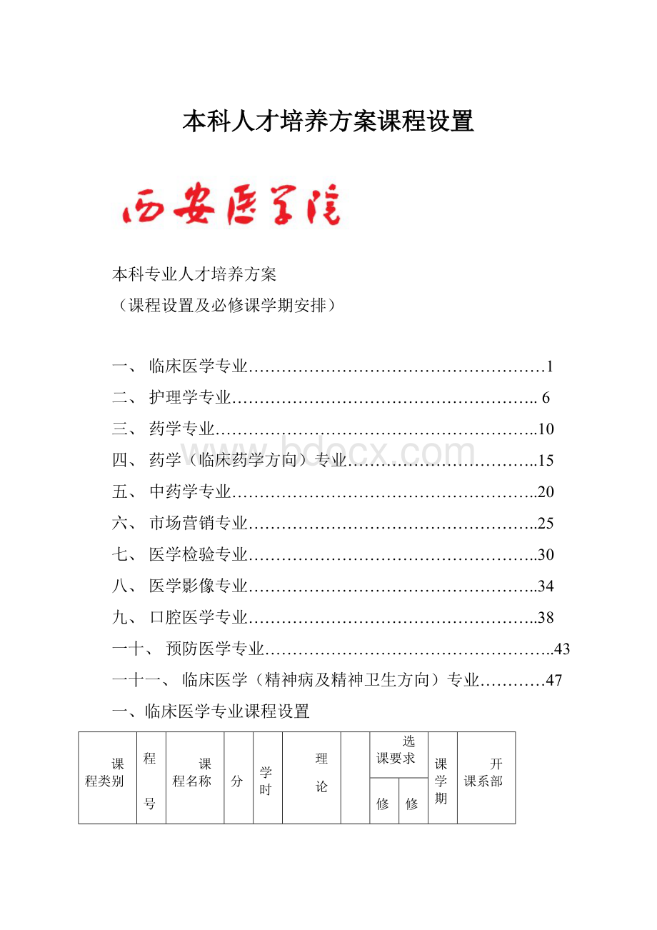 本科人才培养方案课程设置.docx