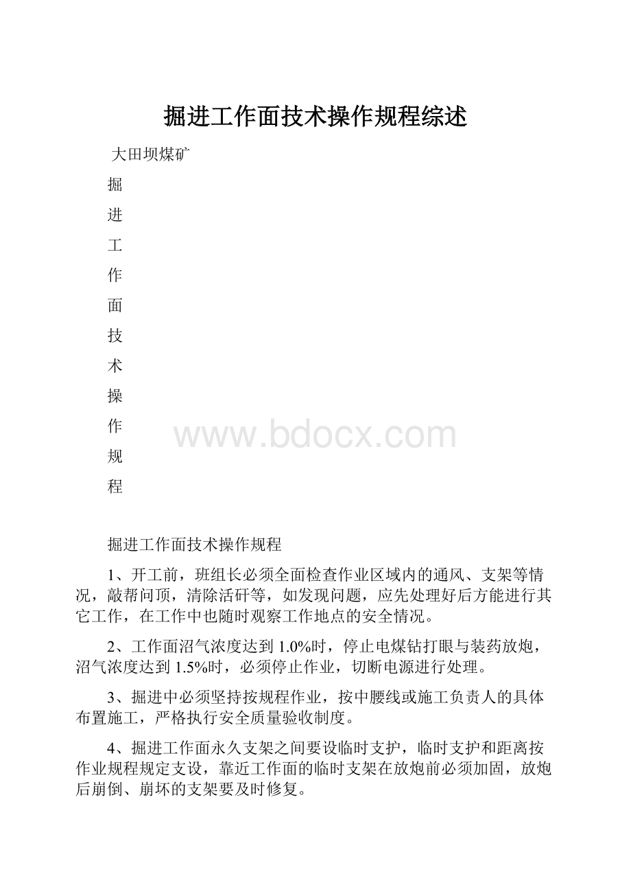 掘进工作面技术操作规程综述.docx