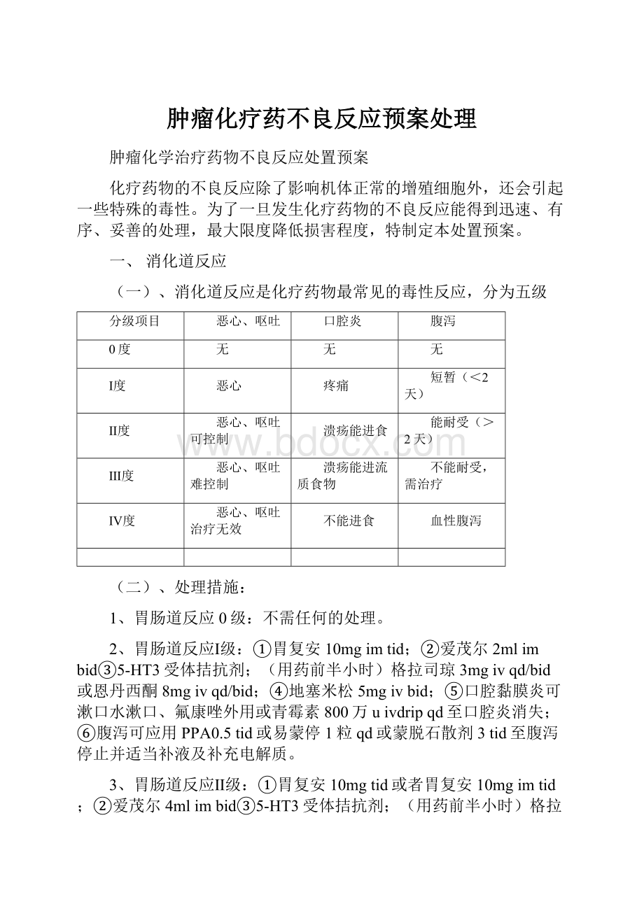 肿瘤化疗药不良反应预案处理.docx