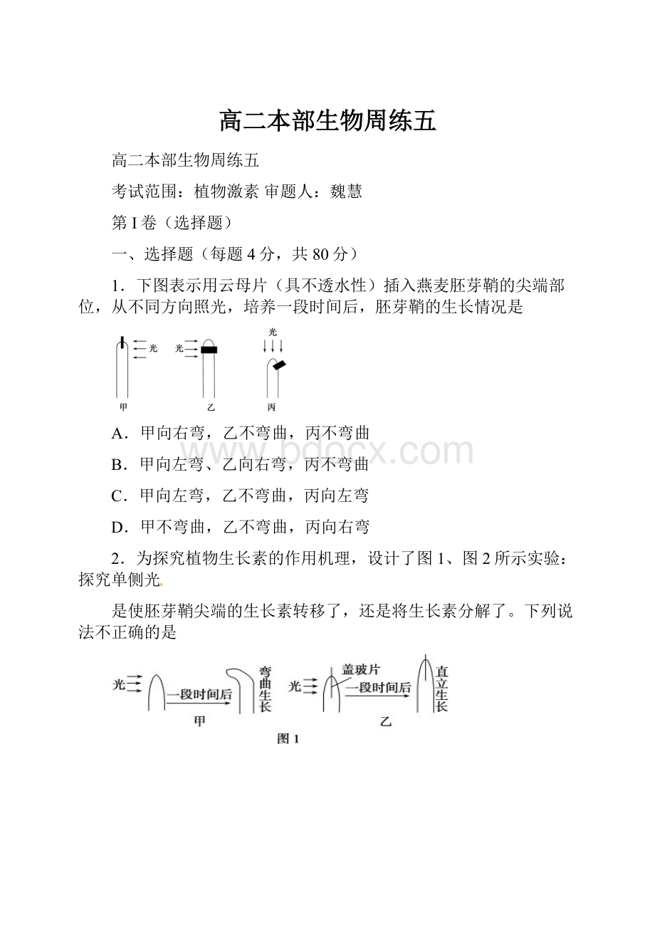 高二本部生物周练五.docx