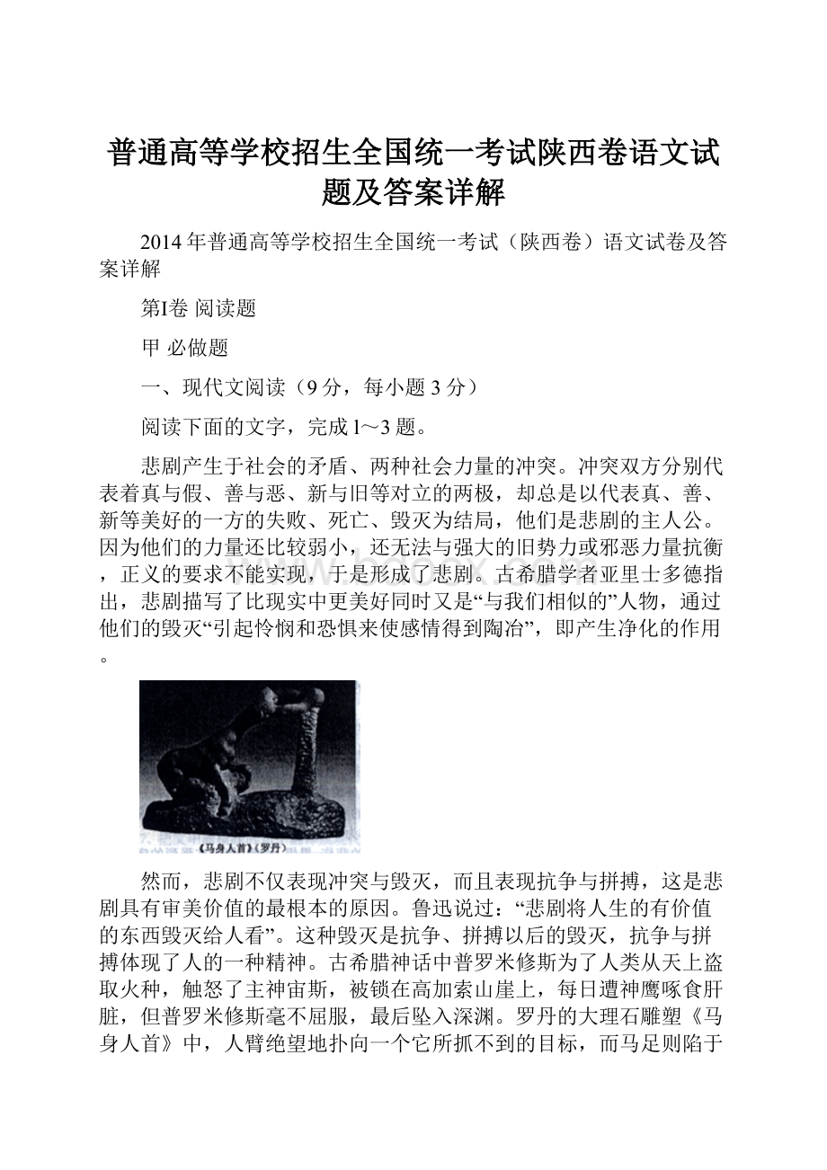 普通高等学校招生全国统一考试陕西卷语文试题及答案详解.docx