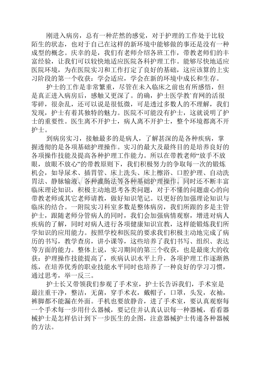 护士见习报告XX字.docx_第2页