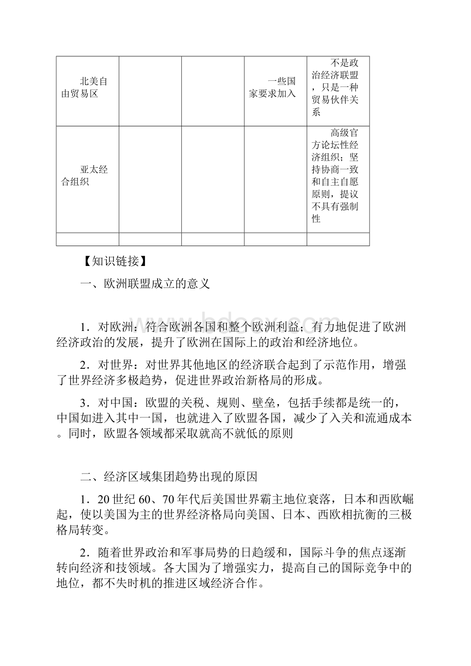 最新人教版必修二高中历史第23课《世界经济的区域集团化》导学案 2.docx_第3页