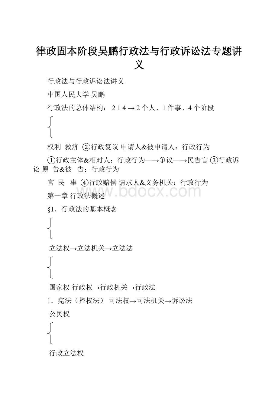 律政固本阶段吴鹏行政法与行政诉讼法专题讲义.docx_第1页