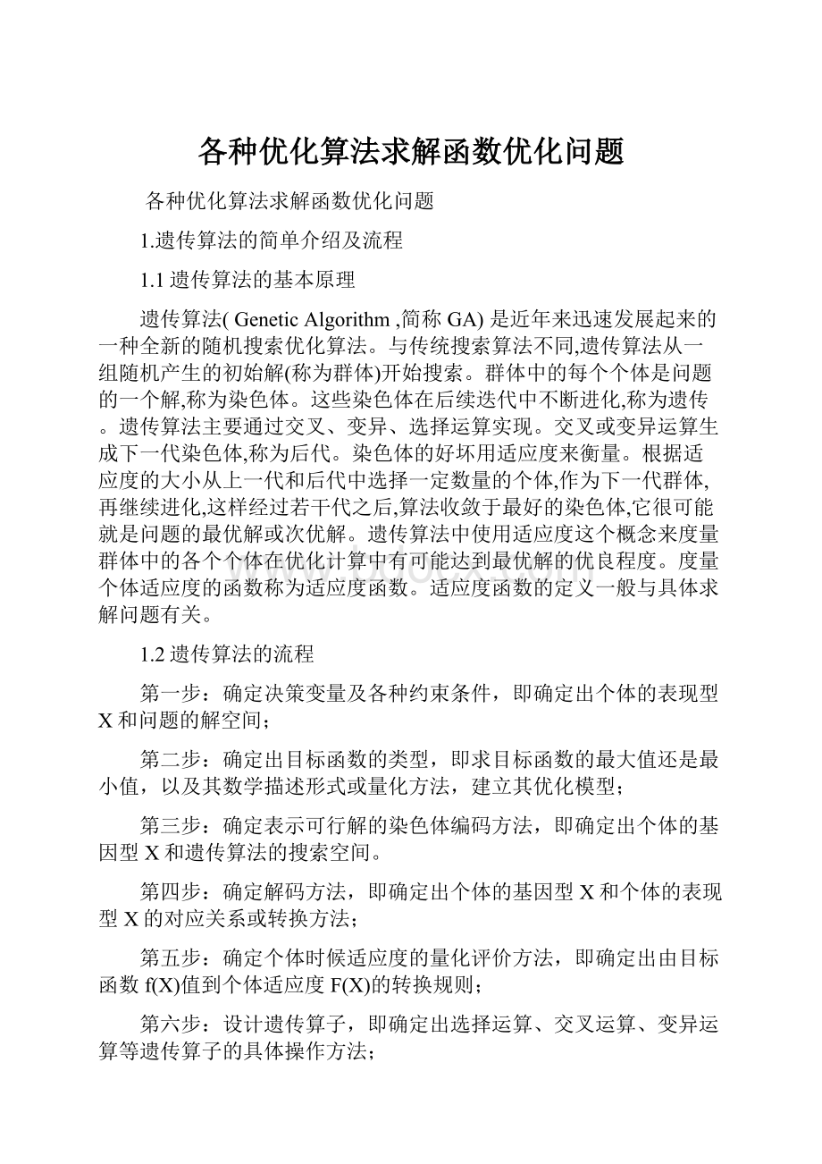 各种优化算法求解函数优化问题.docx_第1页