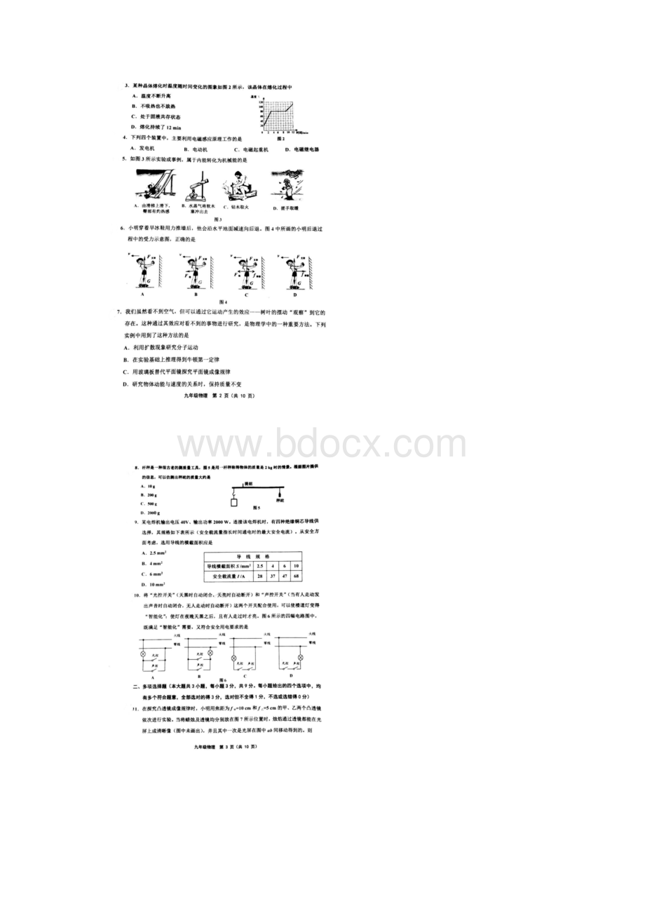 天津五区县初中毕业班学业考试二模物理试题图片版 无答案.docx_第2页