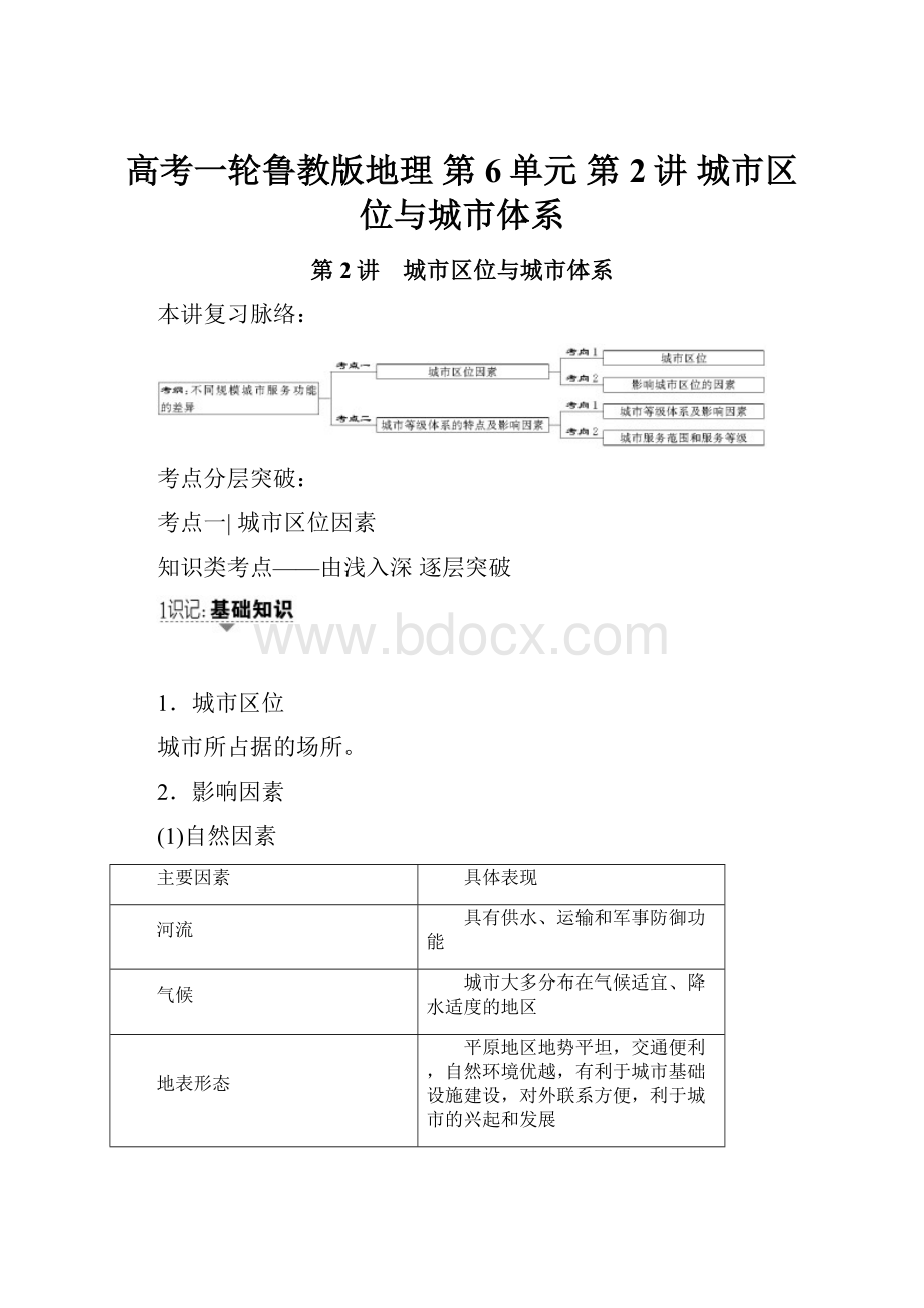 高考一轮鲁教版地理 第6单元 第2讲 城市区位与城市体系.docx