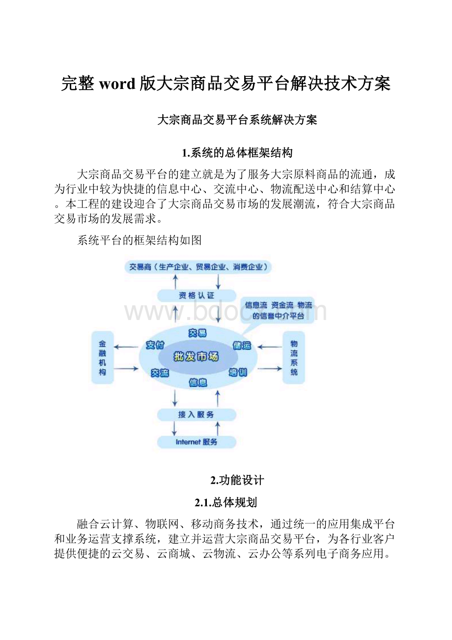 完整word版大宗商品交易平台解决技术方案.docx