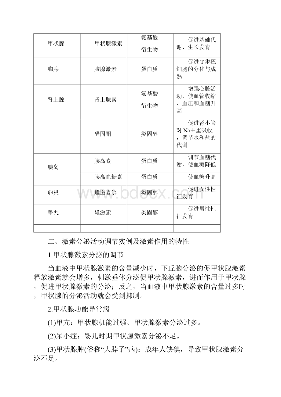 版高中生物第二章生物的个体稳态第二节第3课人体的激素调节学案苏教版必修3.docx_第2页